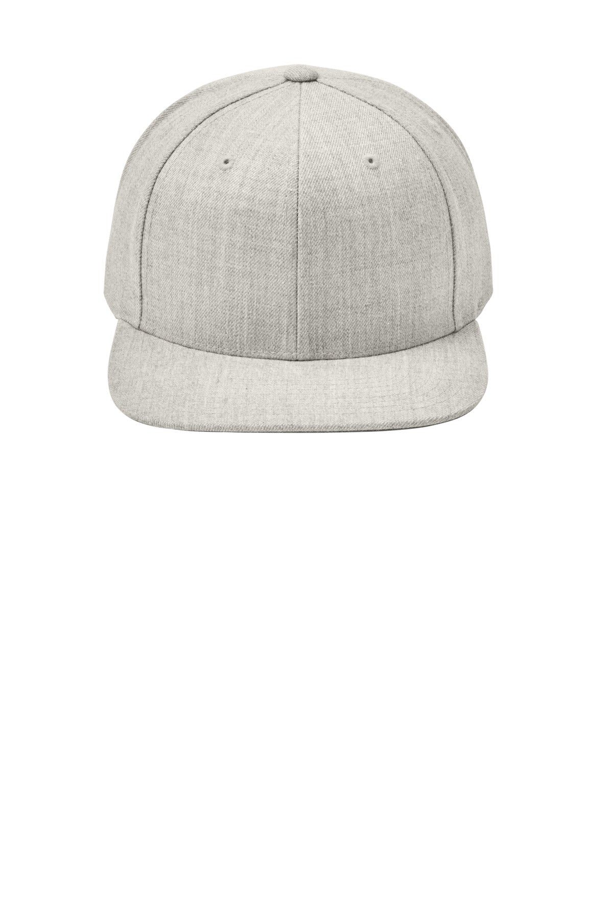 Front View of Heather Grey Sport-Tek YP Classics Flat Bill Snapback Cap. STC19 plain