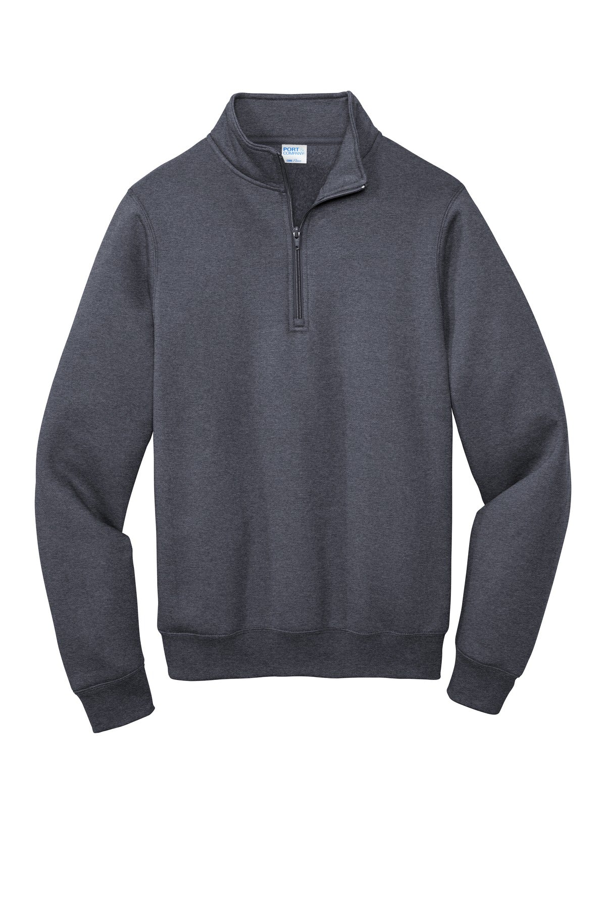 Front View of Heather Navy Port & Co Core Fleece 1/4-Zip Pullover Sweatshirt PC78Q