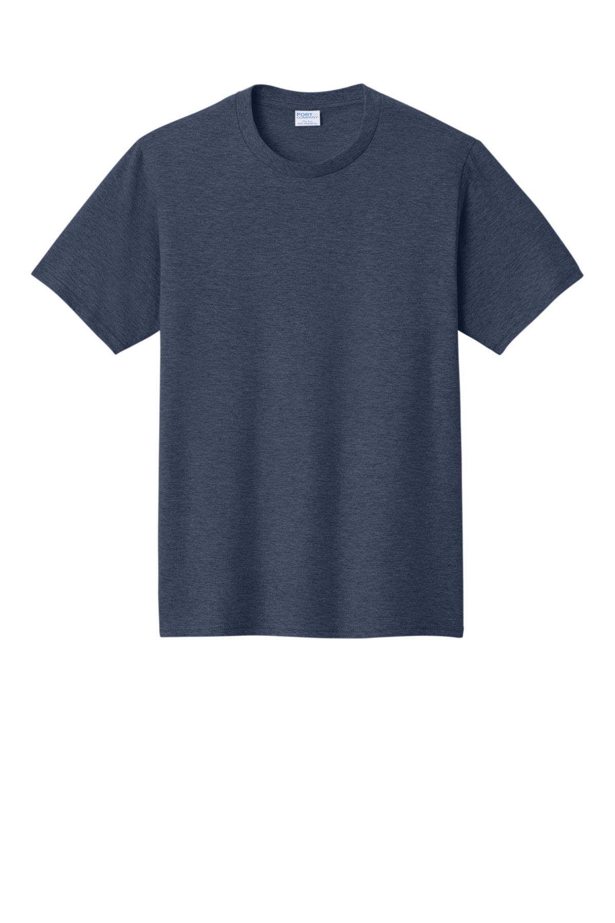 Front View of Heather Navy Port & Co Fan Favorite Tee. PC450 plain
