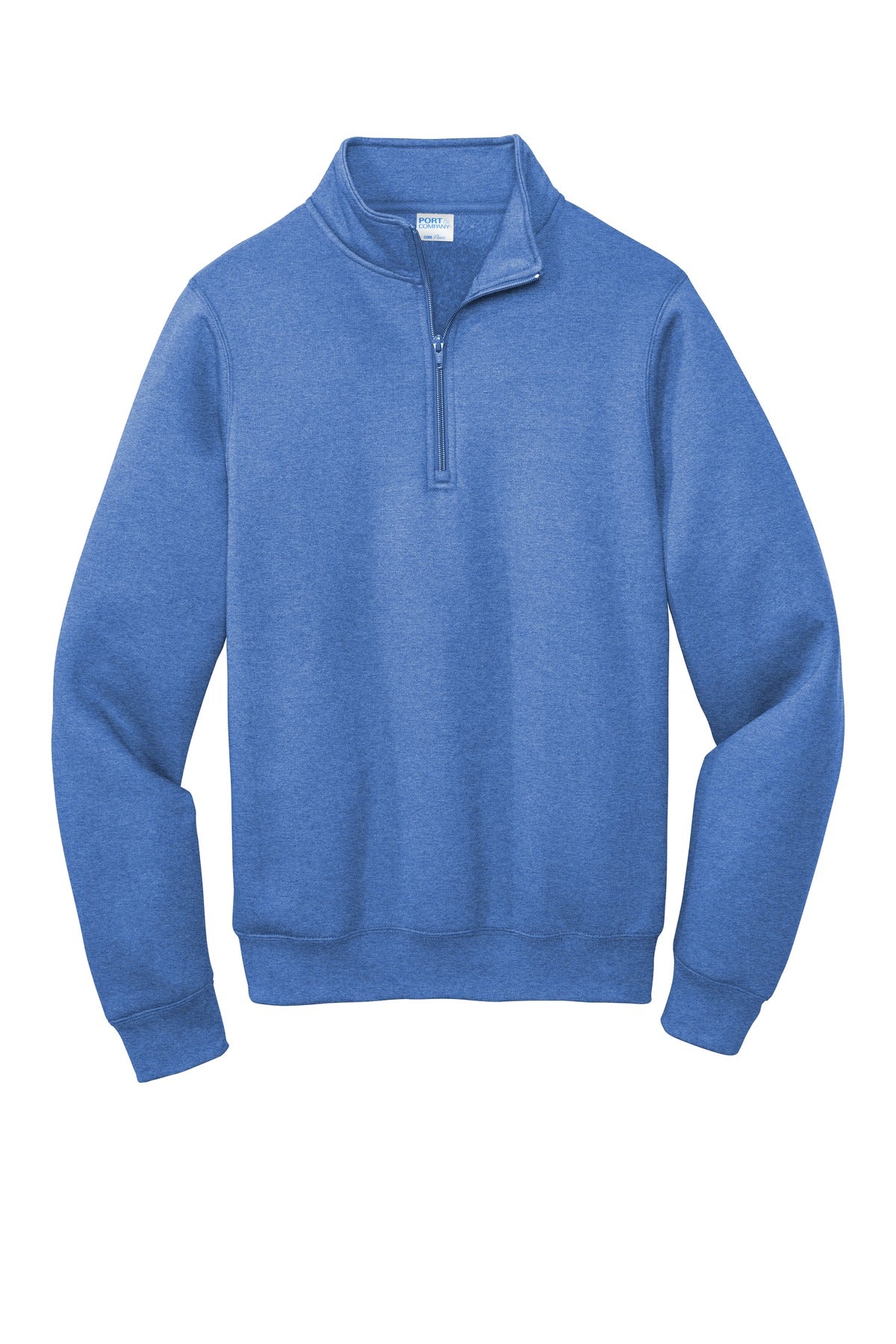 Front View of Heather Royal Port & Co Core Fleece 1/4-Zip Pullover Sweatshirt PC78Q
