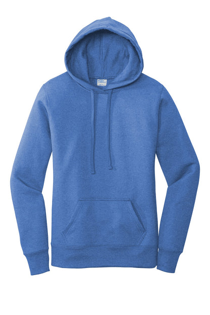 Front View of Heather Royal Port & Co Women's Core Fleece Pullover Hooded Sweatshirt LPC78H plain