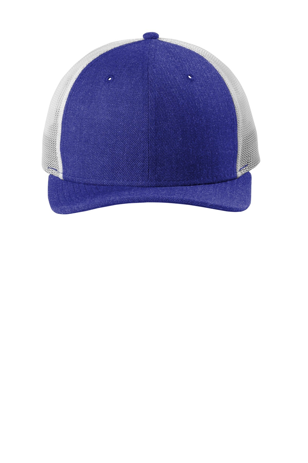 Front View of Heather Roy/Wh New Era Snapback Low Profile Trucker Cap NE207 plain