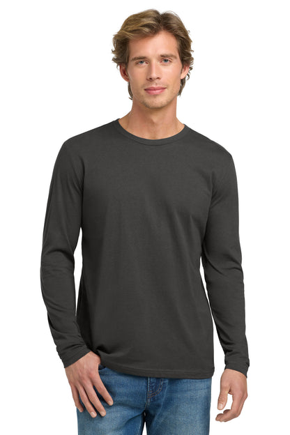Front View of HeavyMetal Next Level Apparel Cotton Long Sleeve Tee. NL3601 plain