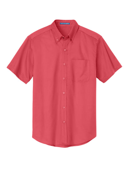 Front View of Hibiscus Port Authority Short Sleeve Easy Care Shirt. S508 plain