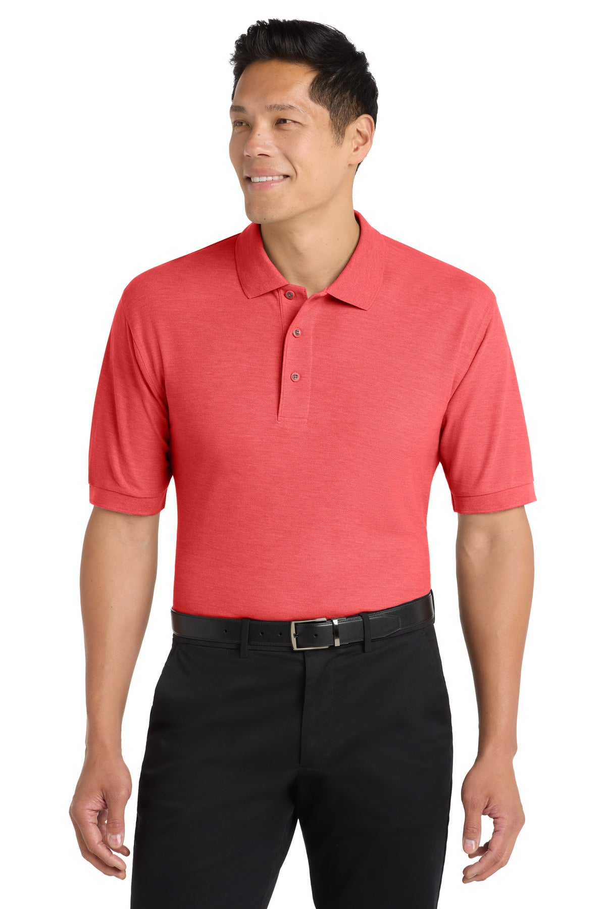 Front View of Hibiscus Port Authority Silk Touch Polo K500 plain