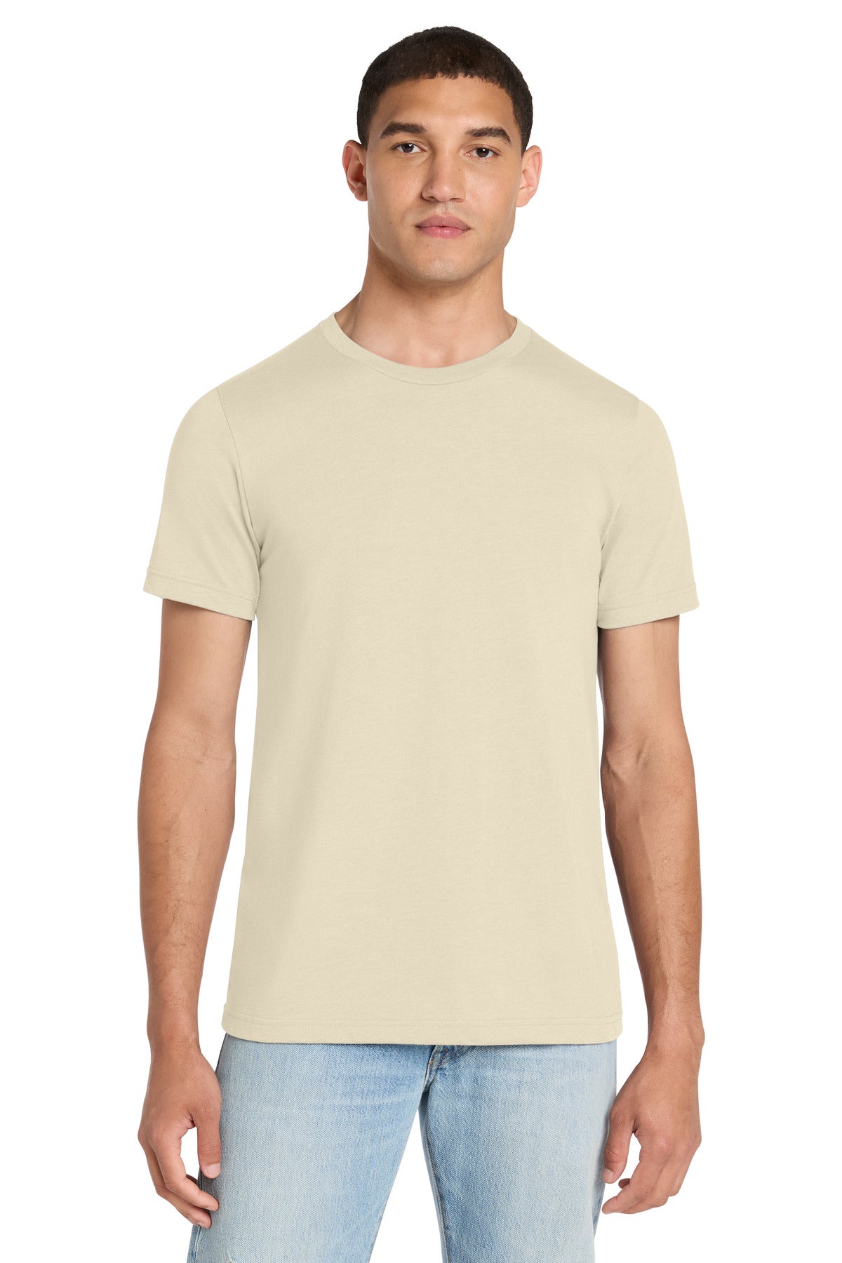 Front View of HSoftCream BELLA+CANVAS Unisex Heather CVC Short Sleeve Tee. BC3001CVC plain
