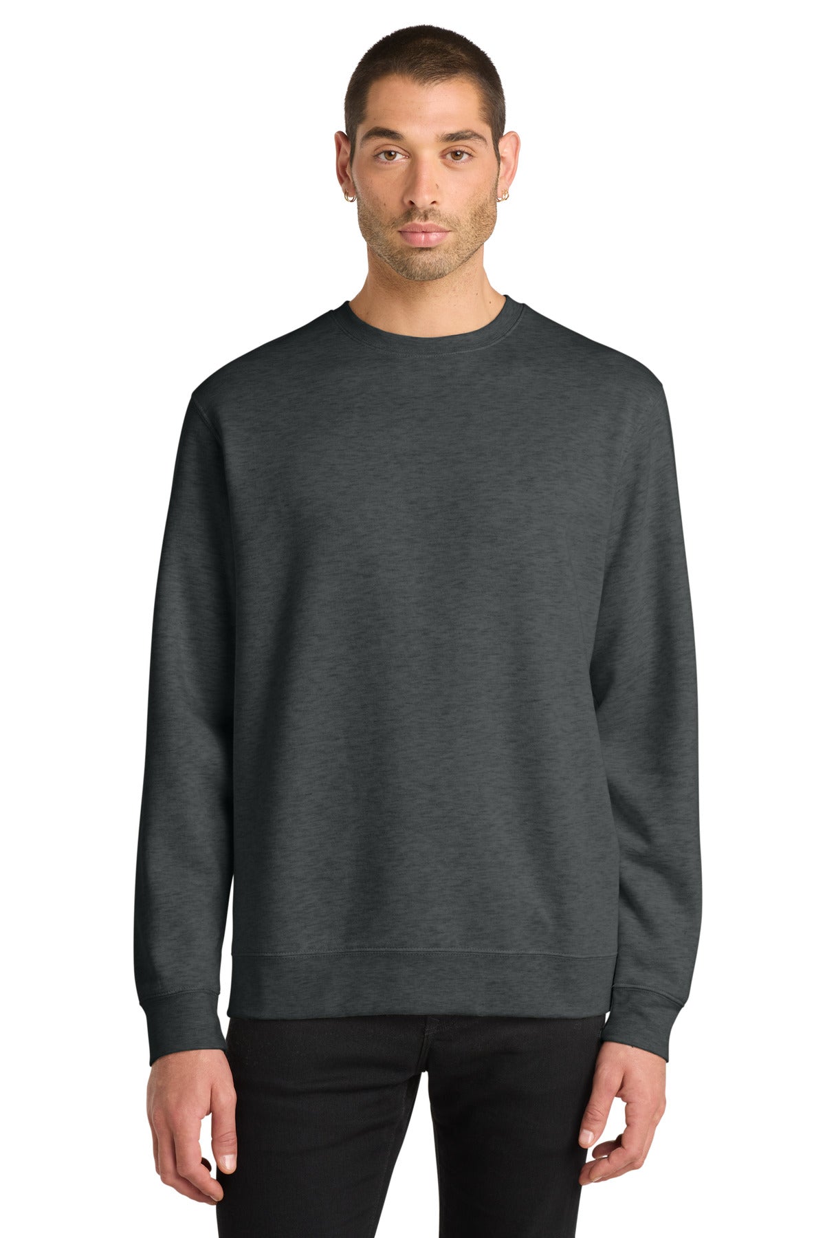Front View of Ht Charcoal District V.I.T. Fleece Crew DT6104 plain