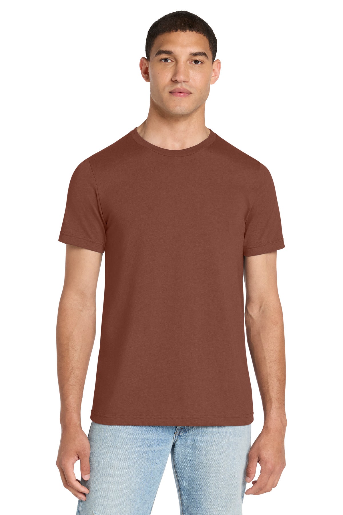 Front View of Ht Clay BELLA+CANVAS Unisex Heather CVC Short Sleeve Tee. BC3001CVC plain