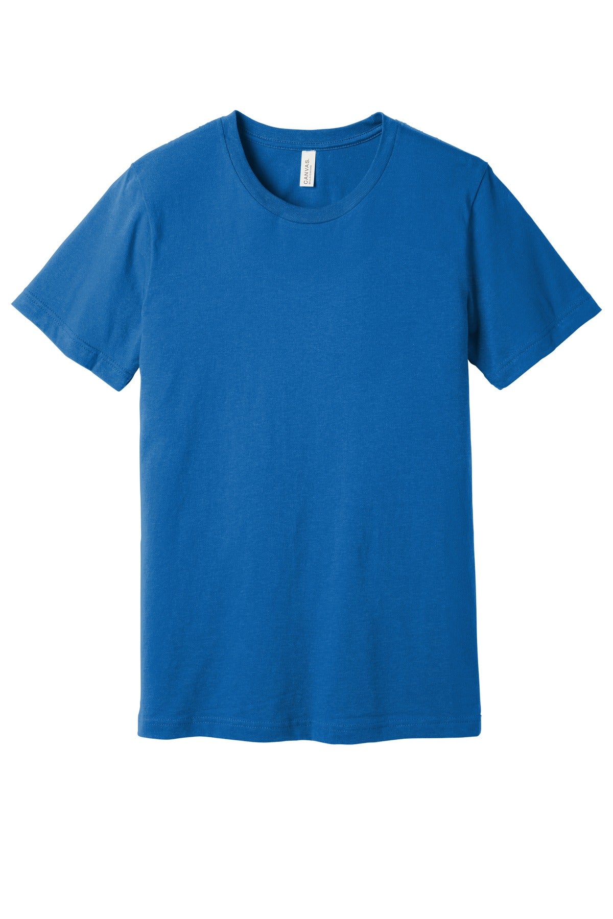 Front View of Ht Columb Blue BELLA+CANVAS Unisex Heather CVC Short Sleeve Tee. BC3001CVC plain