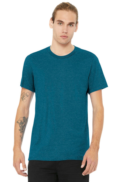 Front View of Ht Deep Teal BELLA+CANVAS Unisex Heather CVC Short Sleeve Tee. BC3001CVC plain