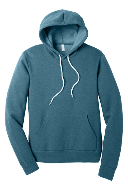 Front View of Ht Deep Teal BELLA+CANVAS Unisex Sponge Fleece Pullover Hoodie. BC3719 plain