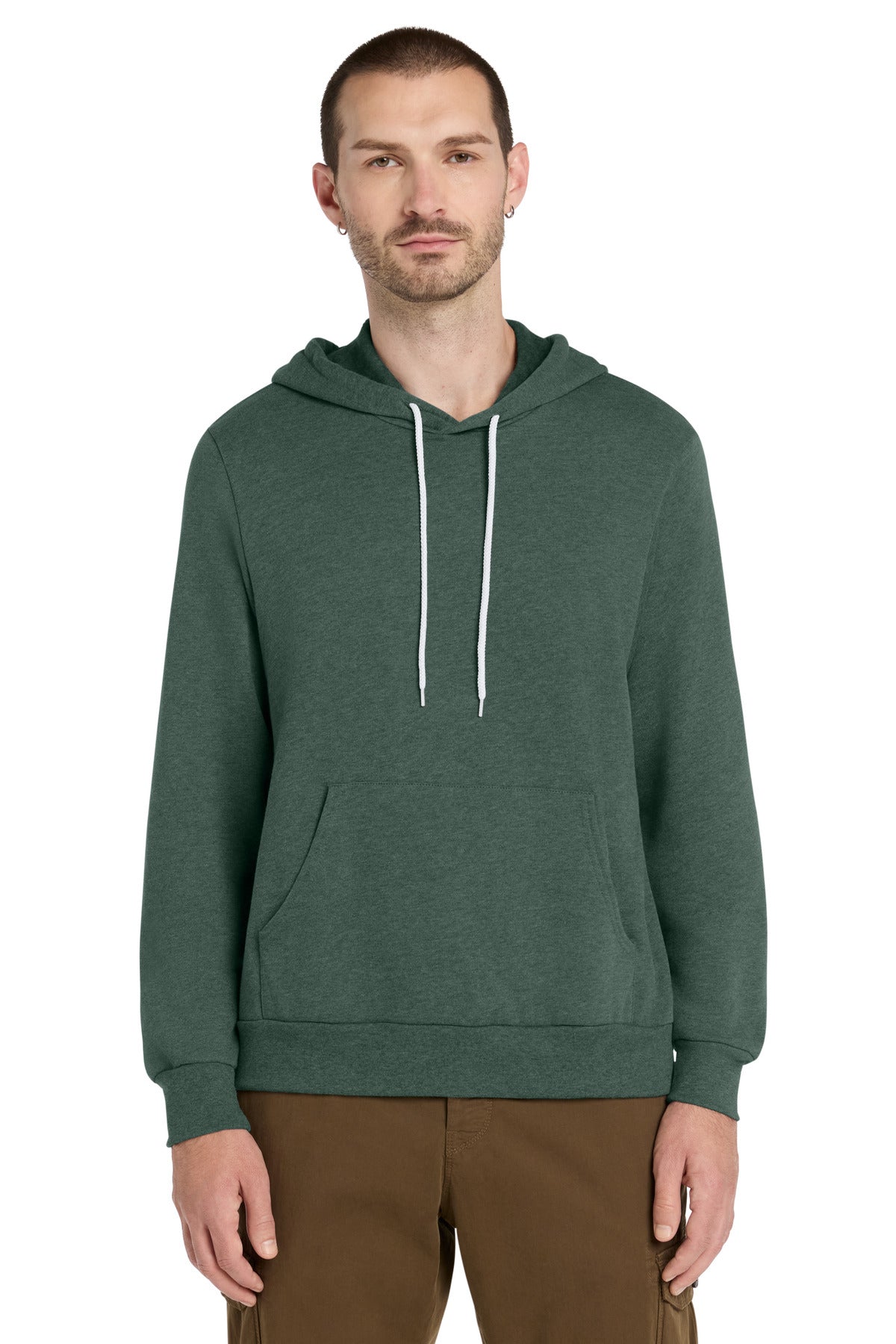 Front View of Ht Forest BELLA+CANVAS Unisex Sponge Fleece Pullover Hoodie. BC3719 plain