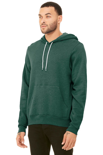 Front View of Ht Forest BELLA+CANVAS Unisex Sponge Fleece Pullover Hoodie. BC3719 plain