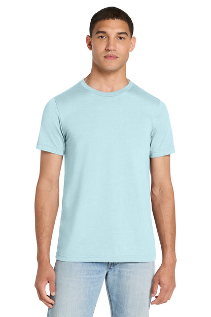 Front View of Ht Ice Blue BELLA+CANVAS Unisex Heather CVC Short Sleeve Tee. BC3001CVC plain