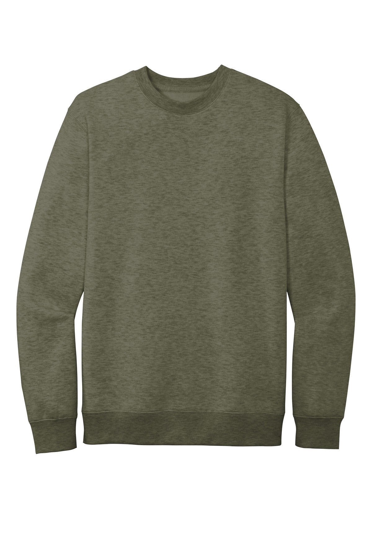 Front View of Ht Olive District V.I.T. Fleece Crew DT6104 plain