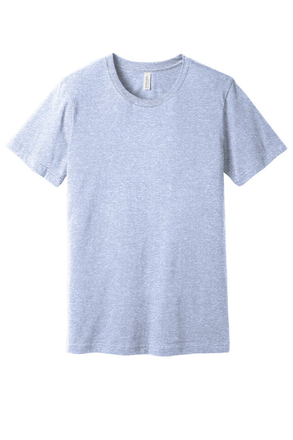 Front View of Ht Prm Blue BELLA+CANVAS Unisex Heather CVC Short Sleeve Tee. BC3001CVC plain