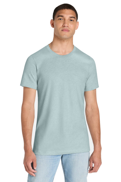 Front View of Ht Prm Ice Blu BELLA+CANVAS Unisex Heather CVC Short Sleeve Tee. BC3001CVC plain