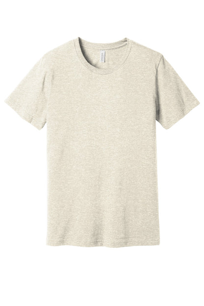 Front View of Ht Prm Natural BELLA+CANVAS Unisex Heather CVC Short Sleeve Tee. BC3001CVC plain