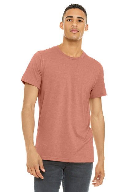 Front View of Ht Prm Sunset BELLA+CANVAS Unisex Heather CVC Short Sleeve Tee. BC3001CVC plain