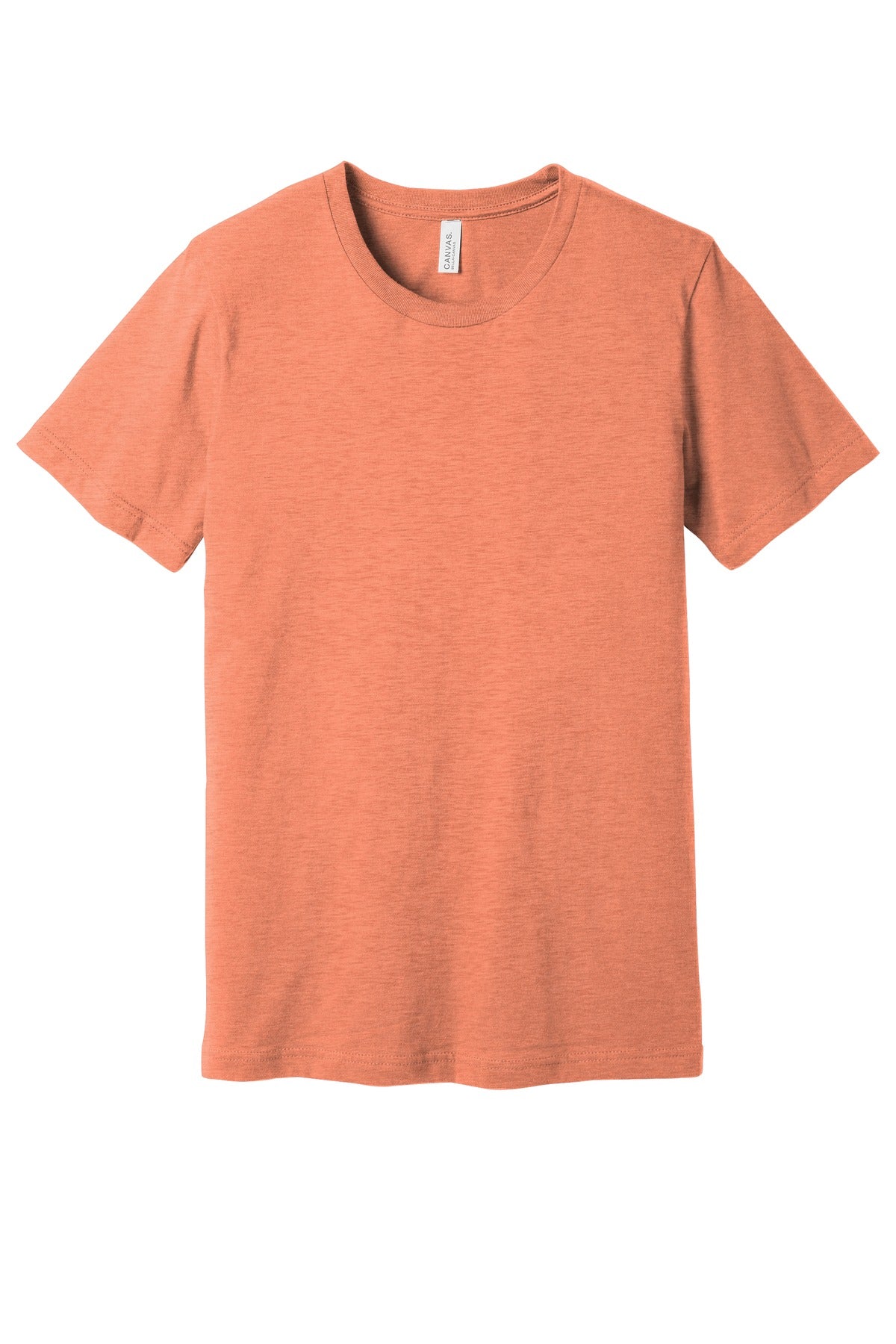 Front View of Ht Prm Sunset BELLA+CANVAS Unisex Heather CVC Short Sleeve Tee. BC3001CVC plain