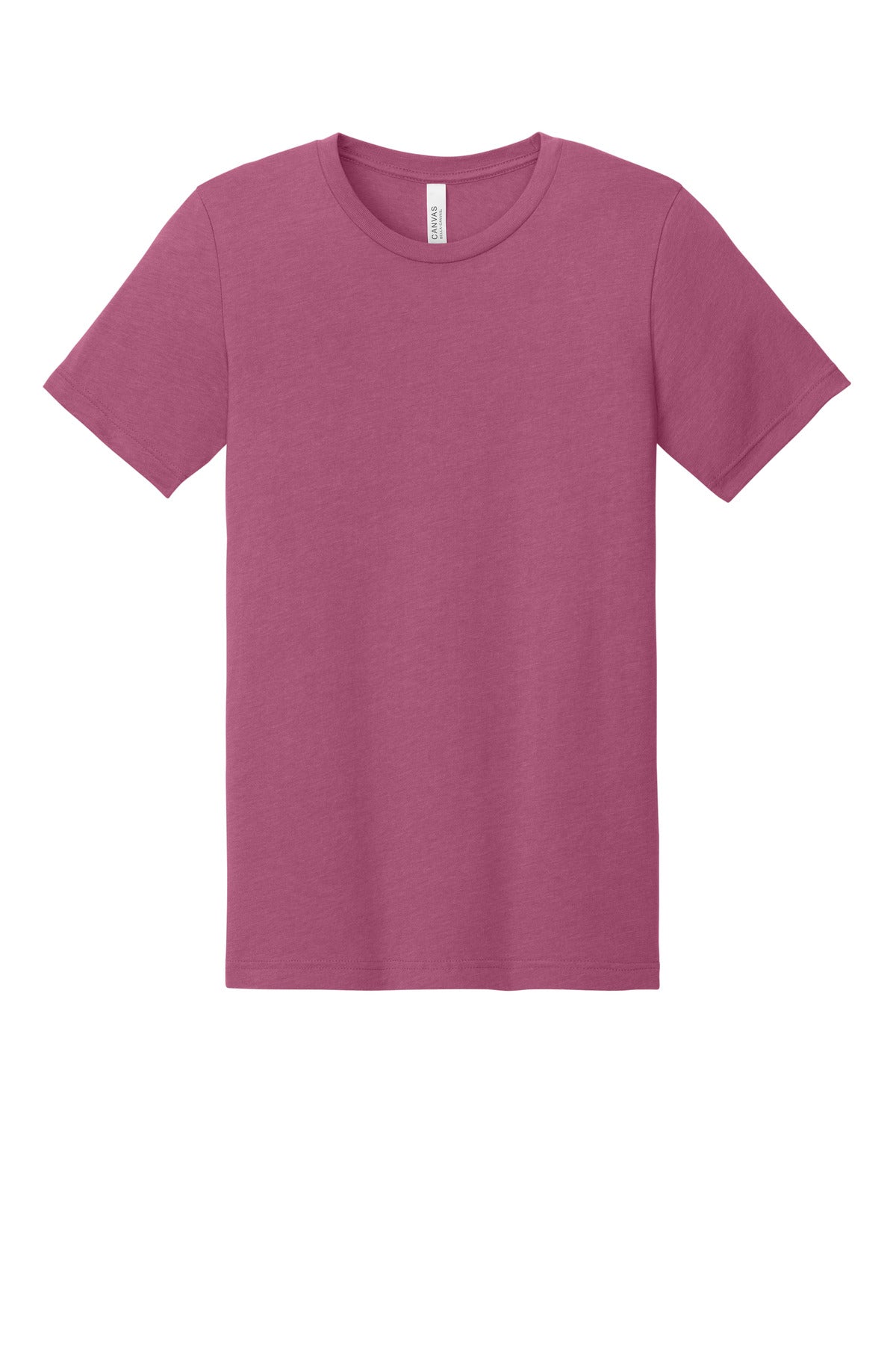 Front View of Ht Raspberry BELLA+CANVAS Unisex Heather CVC Short Sleeve Tee. BC3001CVC plain