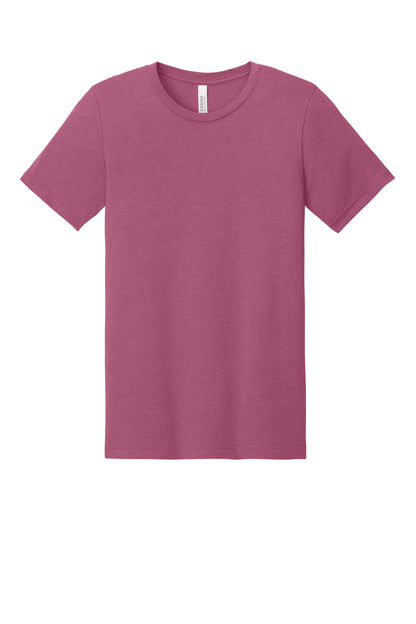 Front View of Ht Raspberry BELLA+CANVAS Unisex Heather CVC Short Sleeve Tee. BC3001CVC plain