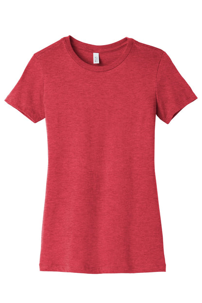 Front View of Ht Red BELLA+CANVAS Women's Slim Fit Tee. BC6004 plain