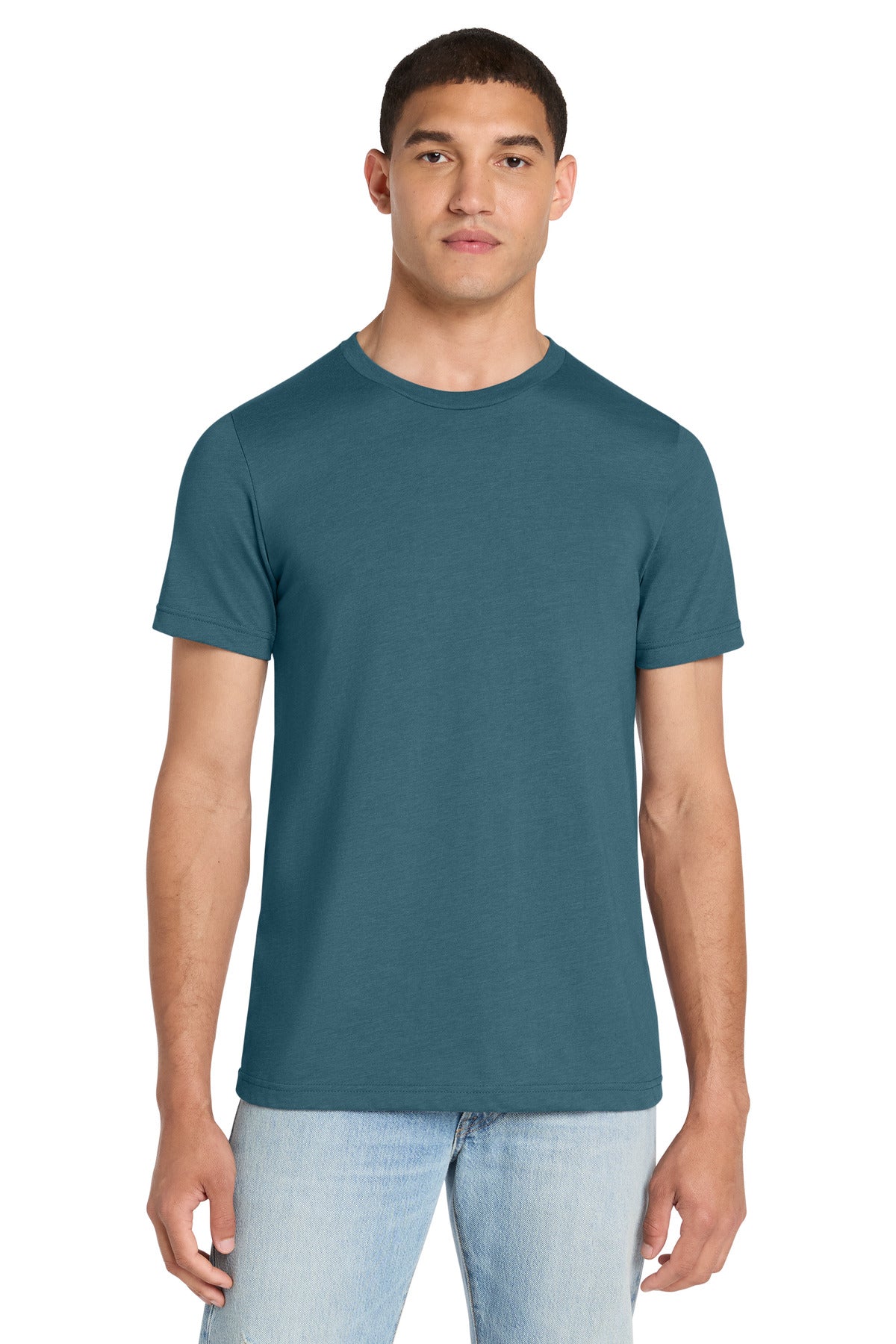 Front View of Ht Slate BELLA+CANVAS Unisex Heather CVC Short Sleeve Tee. BC3001CVC plain
