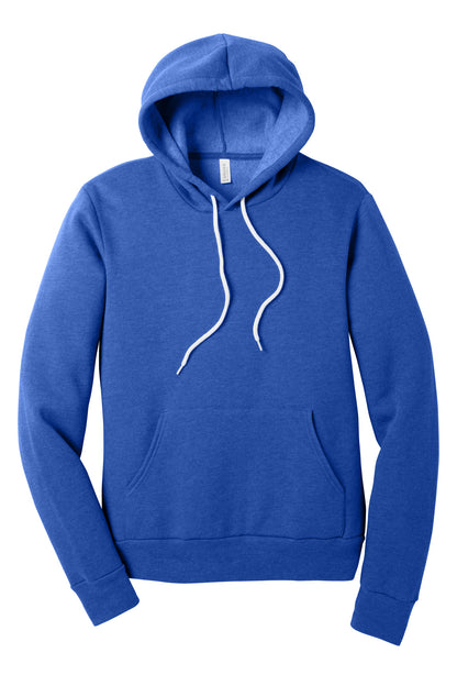 Front View of Ht True Royal BELLA+CANVAS Unisex Sponge Fleece Pullover Hoodie. BC3719 plain