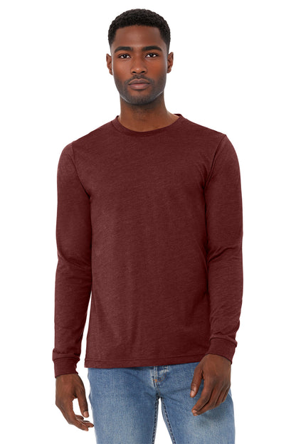 Front View of HtCardinal BELLA+CANVAS Unisex Heather CVC Long Sleeve Tee BC3501CVC plain