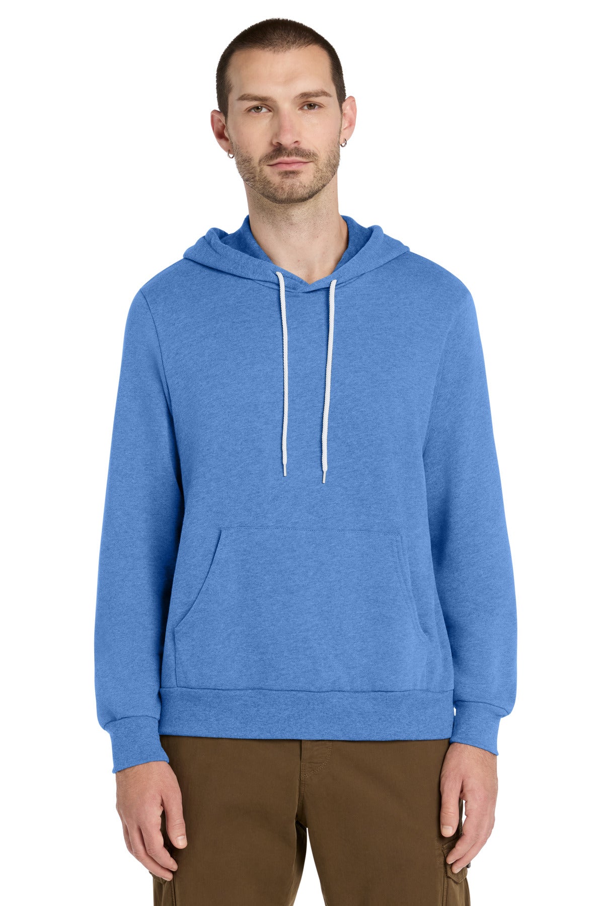 Front View of HtClmbBl BELLA+CANVAS Unisex Sponge Fleece Pullover Hoodie. BC3719 plain