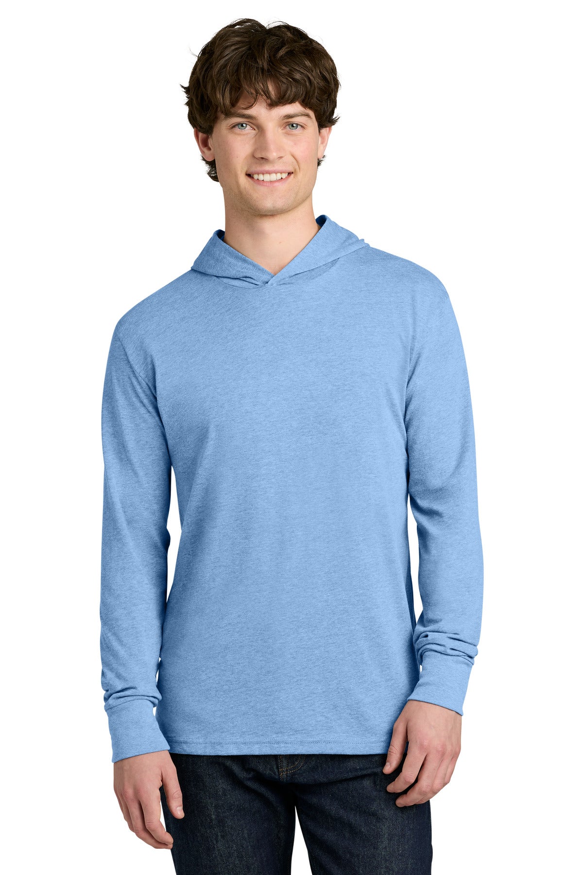 Front View of HtClmbBl Next Level Apparel CVC Long Sleeve Hoodie NL6221 plain