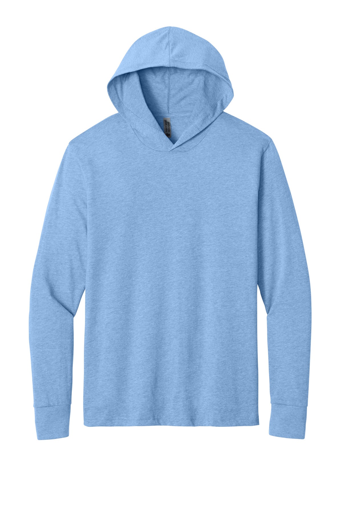 Front View of HtClmbBl Next Level Apparel CVC Long Sleeve Hoodie NL6221 plain