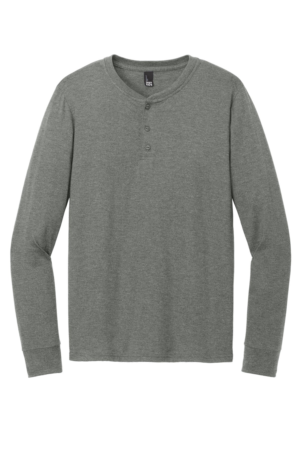 Front View of HtdChar District Perfect Tri Long Sleeve Henley DT145 plain