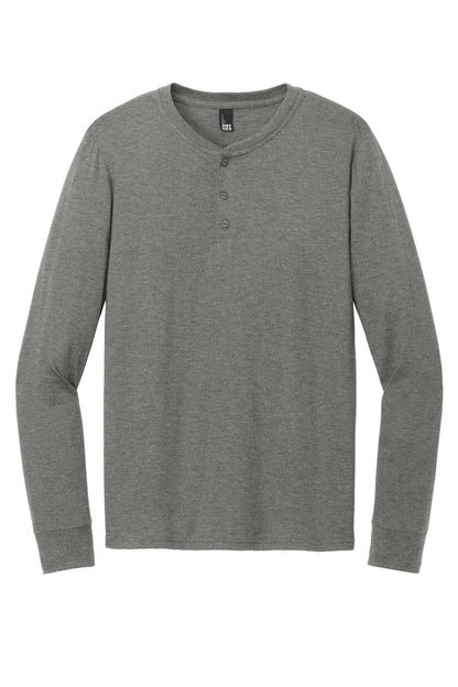 Front View of HtdChar District Perfect Tri Long Sleeve Henley DT145 plain