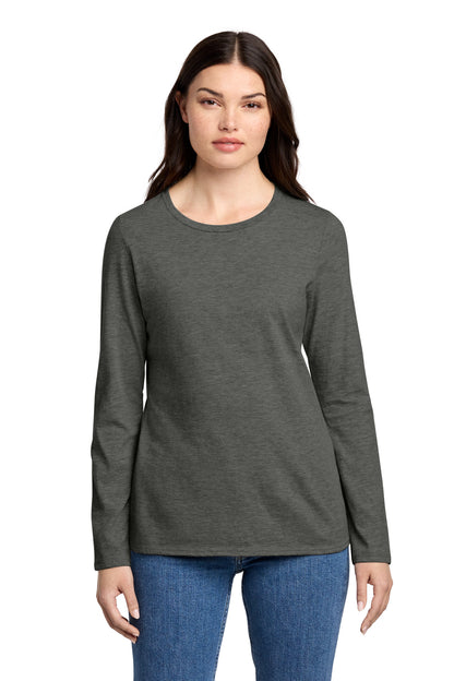 Front View of HtdChar District Women's Perfect Blend CVC Long Sleeve Tee DT110 plain