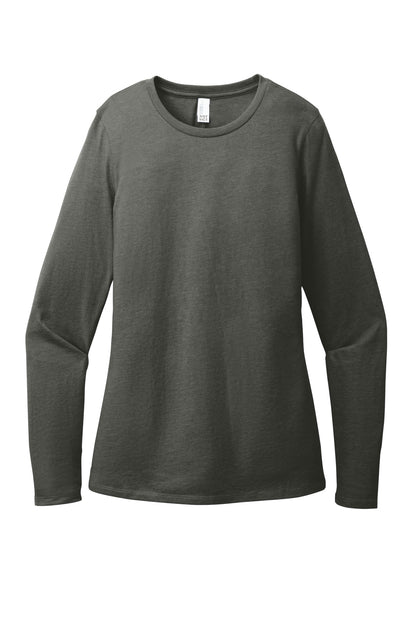 Front View of HtdChar District Women's Perfect Blend CVC Long Sleeve Tee DT110 plain