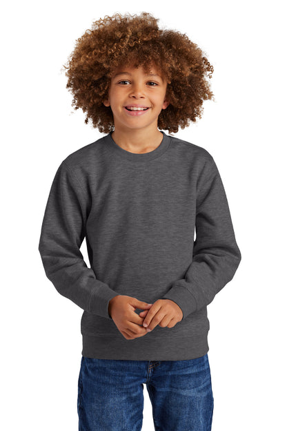 Front View of HtdChar District Youth V.I.T. Fleece Crew DT6104Y plain