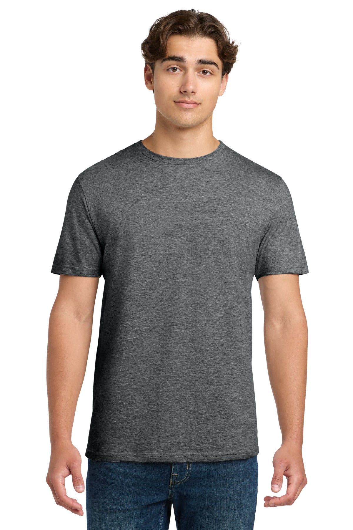 Front View of HtDkGrey Gildan Softstyle T-Shirt. 64000 plain