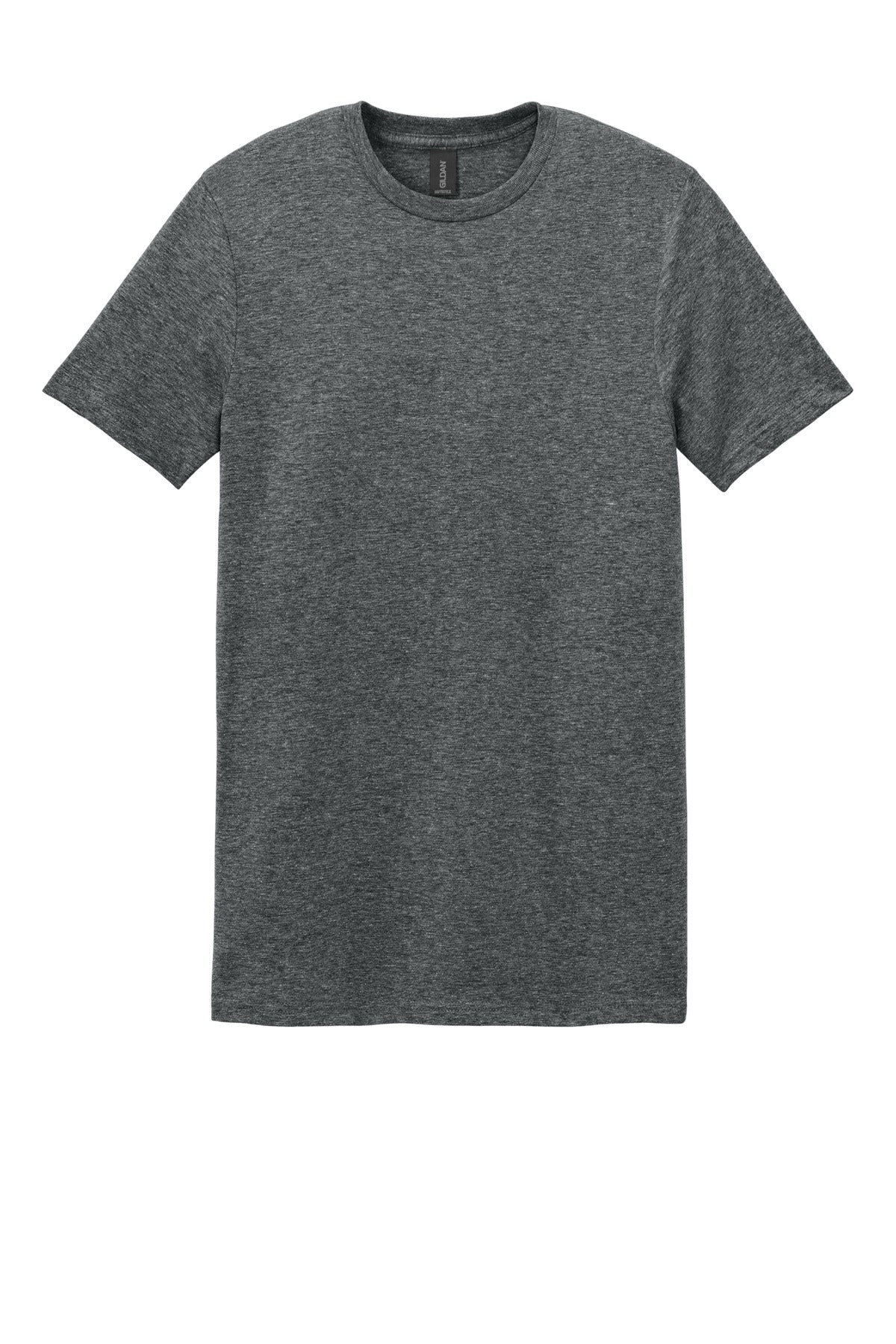 Front View of HtDkGrey Gildan Softstyle T-Shirt. 64000 plain