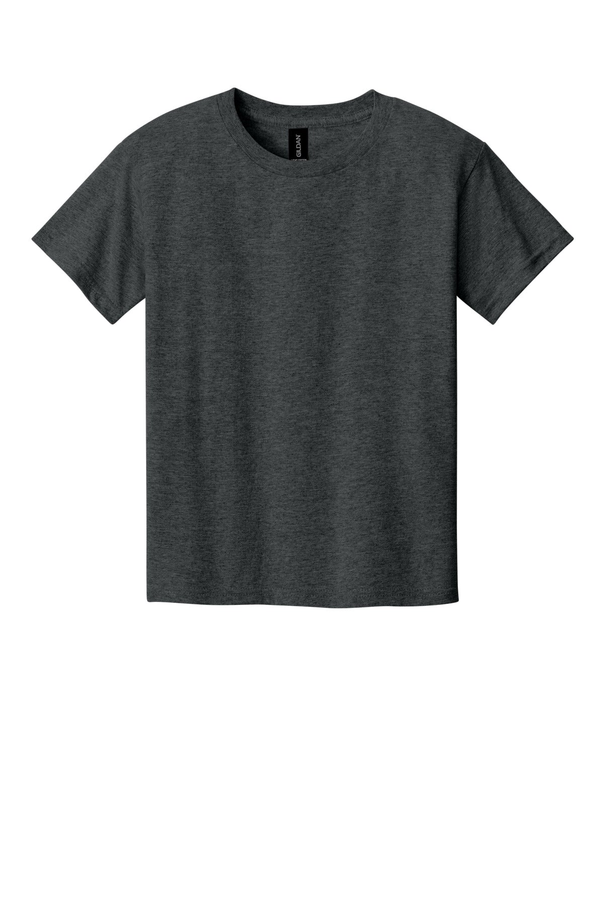 Front View of HtDkGrey Gildan Youth Light Cotton Tee 3000B plain