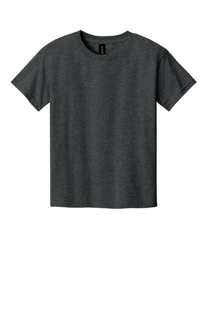 Front View of HtDkGrey Gildan Youth Light Cotton Tee 3000B plain