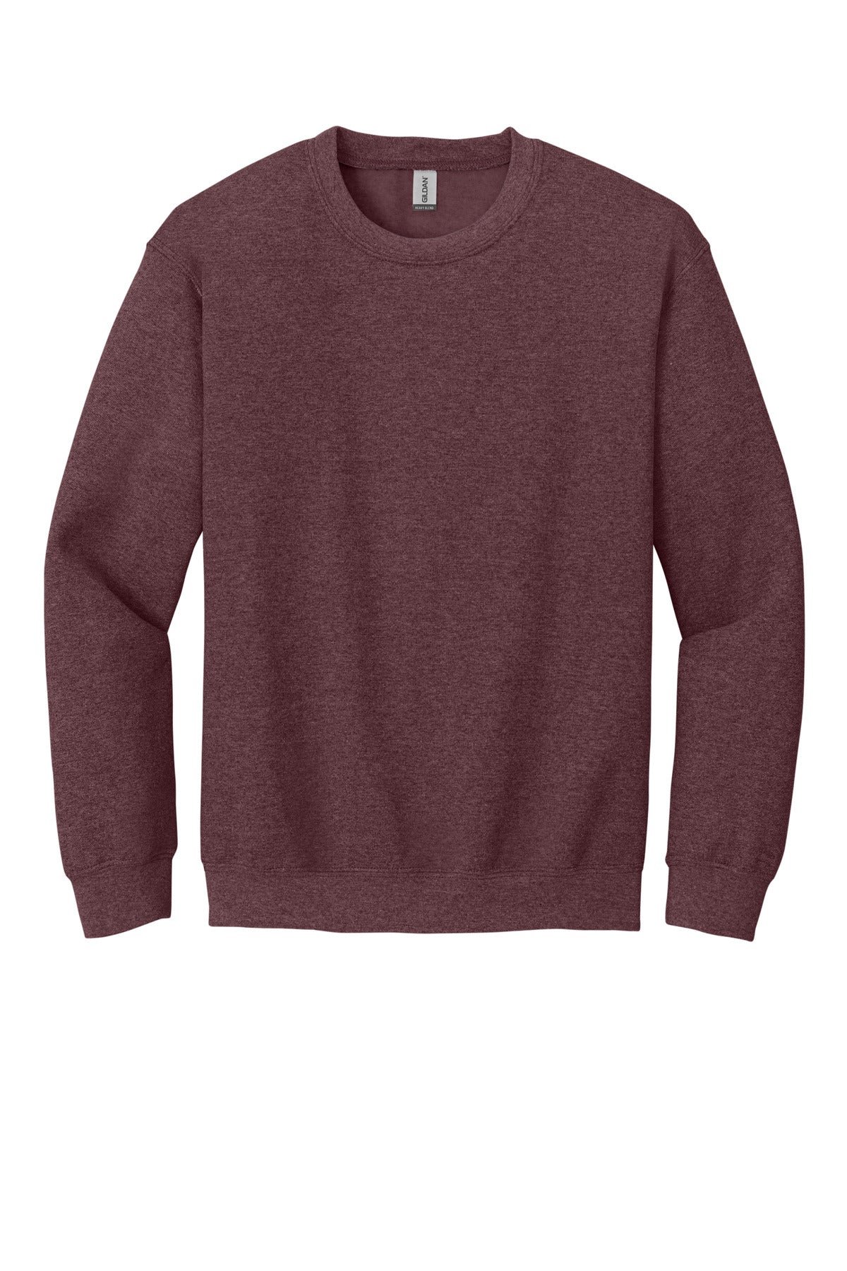 Front View of HtDkMaroon Gildan Heavy Blend Crewneck Sweatshirt. 18000 plain