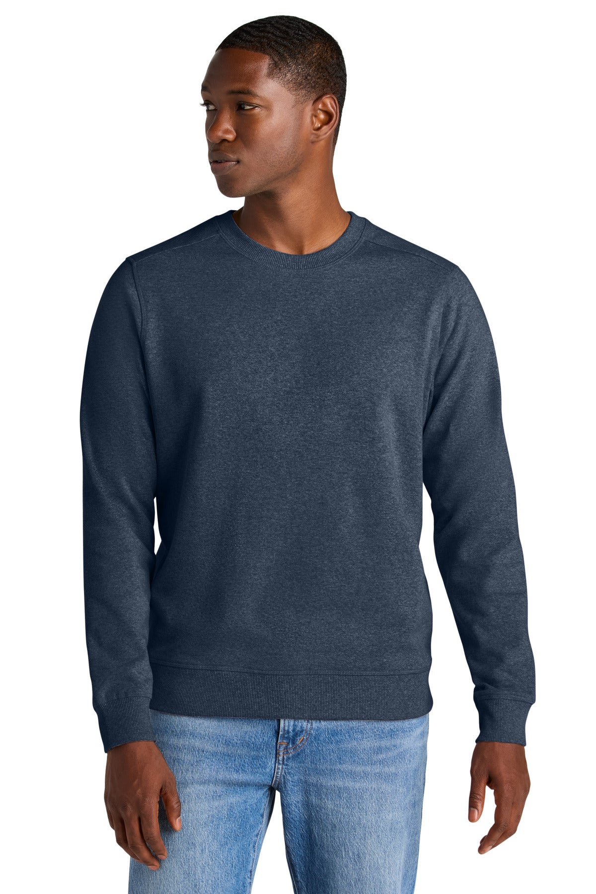Front View of HtdNavy District Re-Fleece Crew DT8104 plain