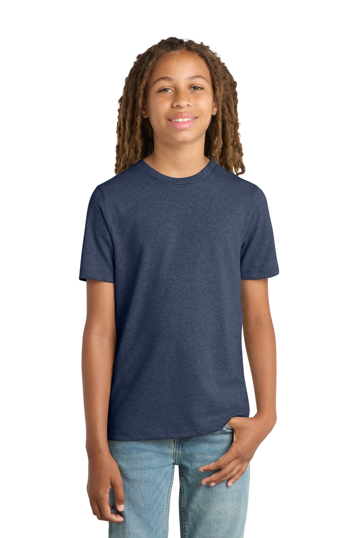 Front View of HtdNavy District Youth Re-Tee DT8000Y plain