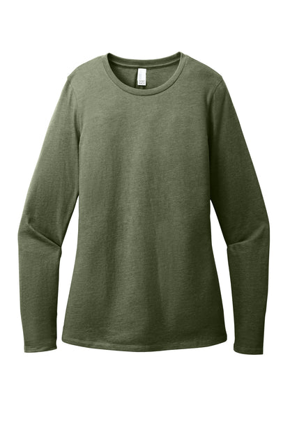 Front View of HtdOlive District Women's Perfect Blend CVC Long Sleeve Tee DT110 plain