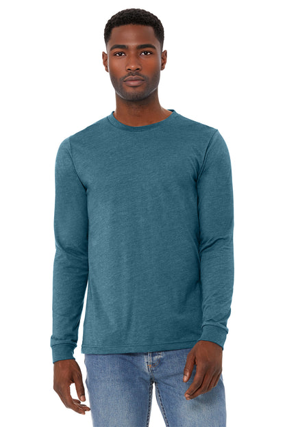Front View of HtDpTeal BELLA+CANVAS Unisex Heather CVC Long Sleeve Tee BC3501CVC plain