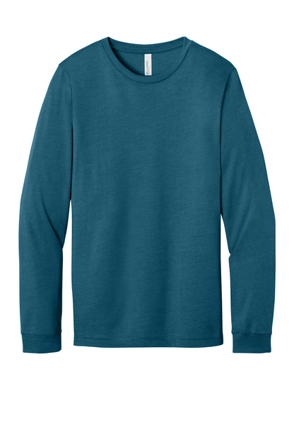 Front View of HtDpTeal BELLA+CANVAS Unisex Heather CVC Long Sleeve Tee BC3501CVC plain