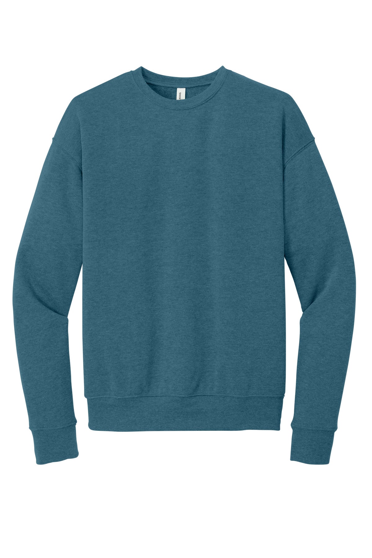 Front View of HtDpTeal BELLA+CANVAS Unisex Sponge Fleece Drop Shoulder Sweatshirt. BC3945 plain