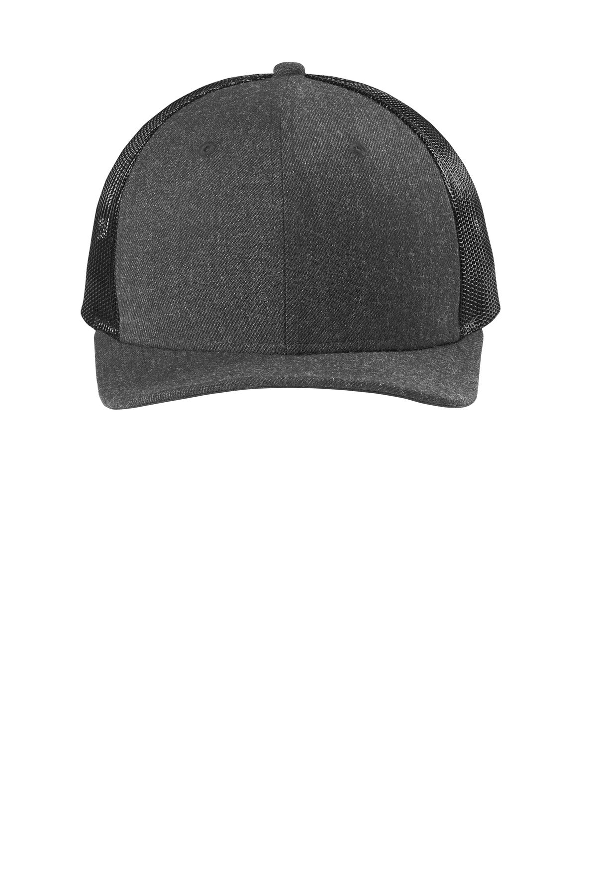 Front View of HtGrph/Blk New Era Snapback Low Profile Trucker Cap NE207 plain